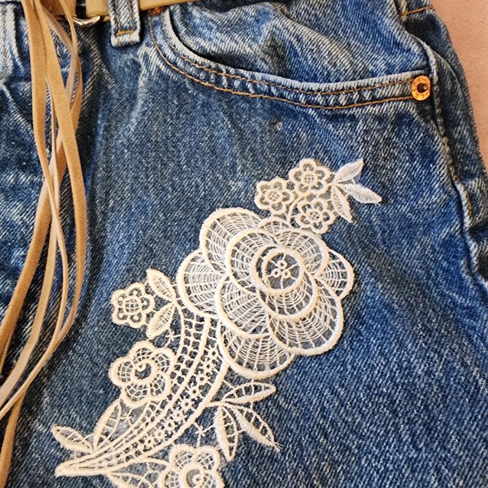 Upcycled Denim Crossbody Bag Vintage Style Boho - Picture 6 of 9